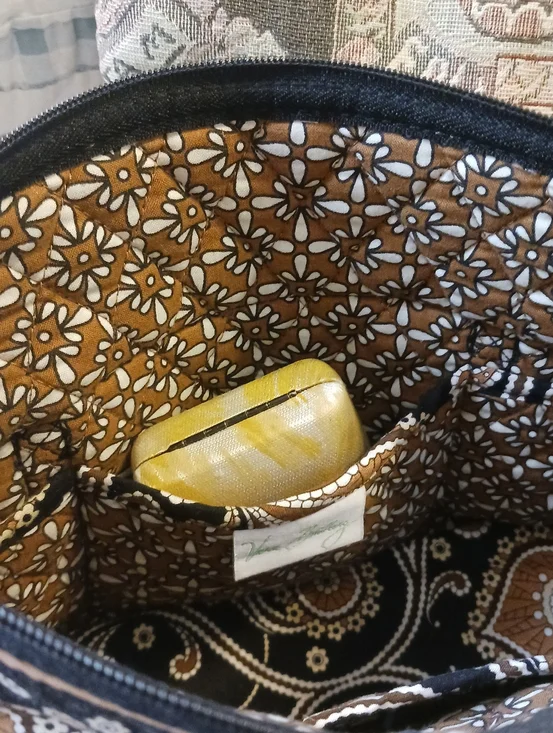 Vera Bradley 2008 Caffe Latte Shoulder Bag, Retired Quilted Cotton Purse - Picture 6 of 11